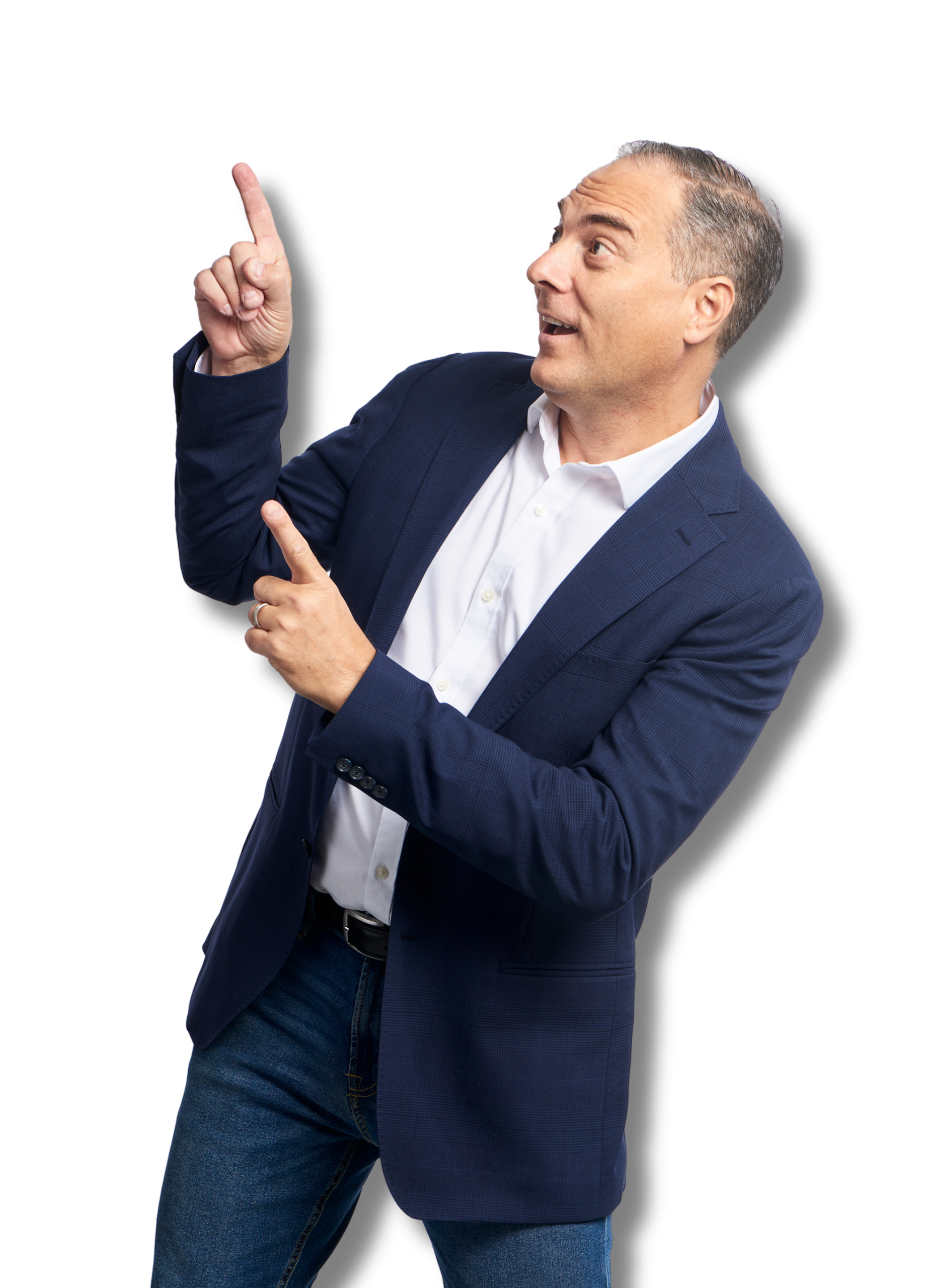 Dr. Walter Salubro pointing toward the appointment calendar
